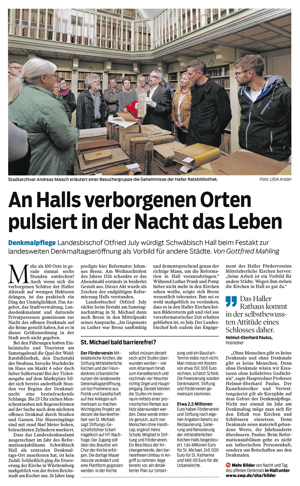 Bericht aus der Haller Zeitung (HT) vom 11.09.2017